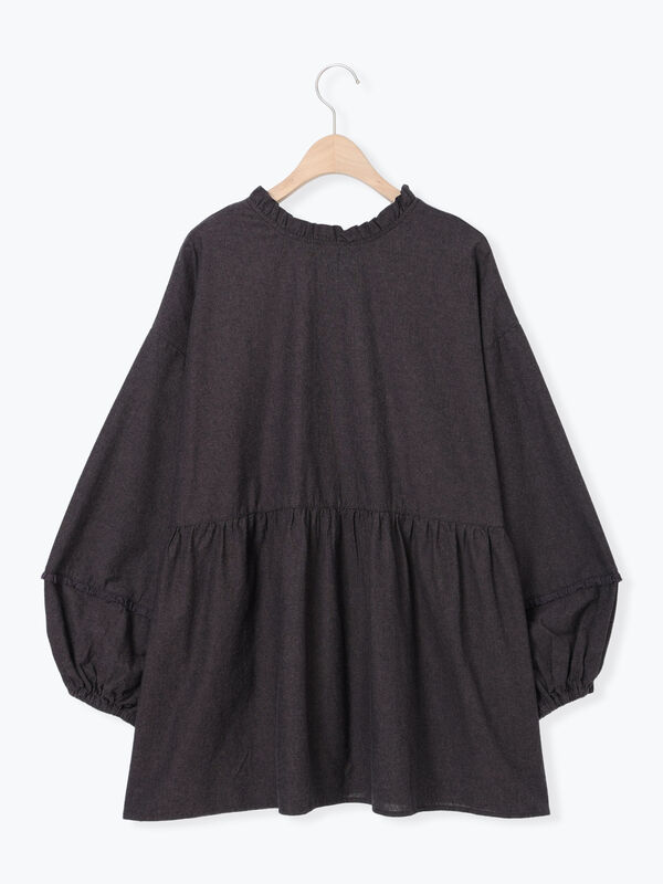 期間限定】 前後2WAY襟フリルチュニック（オフホワイト