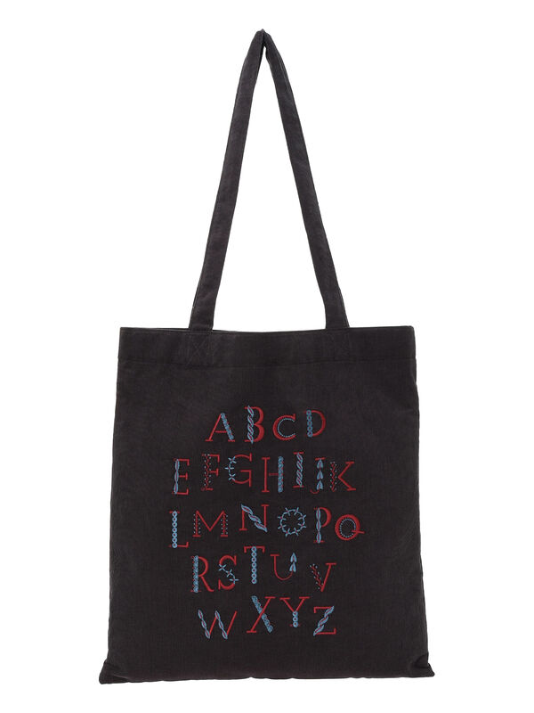 セール】 【マカベアリス×Samansa Mos2】刺繍トートバッグ（ブラック