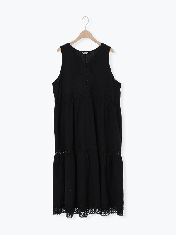 セール】 【S/Mサイズ】レースティアードノースリーブワンピース