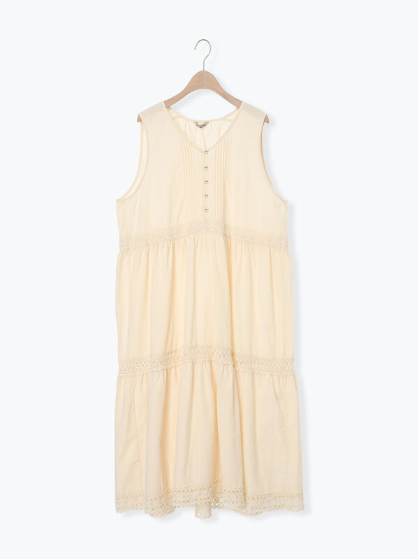 セール】 【S/Mサイズ】レースティアードノースリーブワンピース