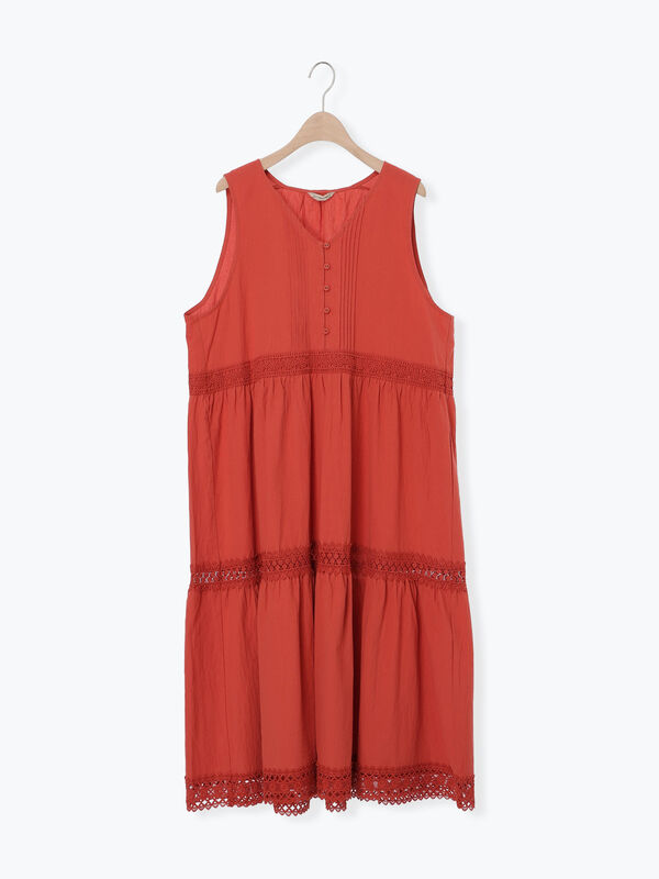 セール】 【S/Mサイズ】レースティアードノースリーブワンピース