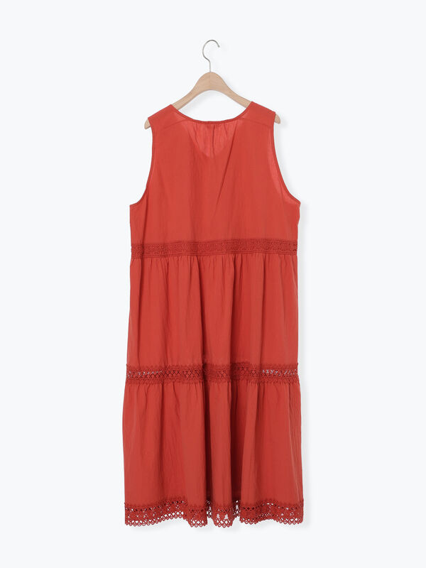 セール】 【S/Mサイズ】レースティアードノースリーブワンピース