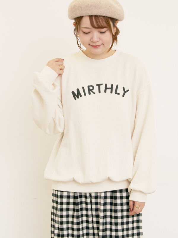 セール】 飛び裏毛ざっくり刺繍ロゴスウェット（レッド/ブラウン