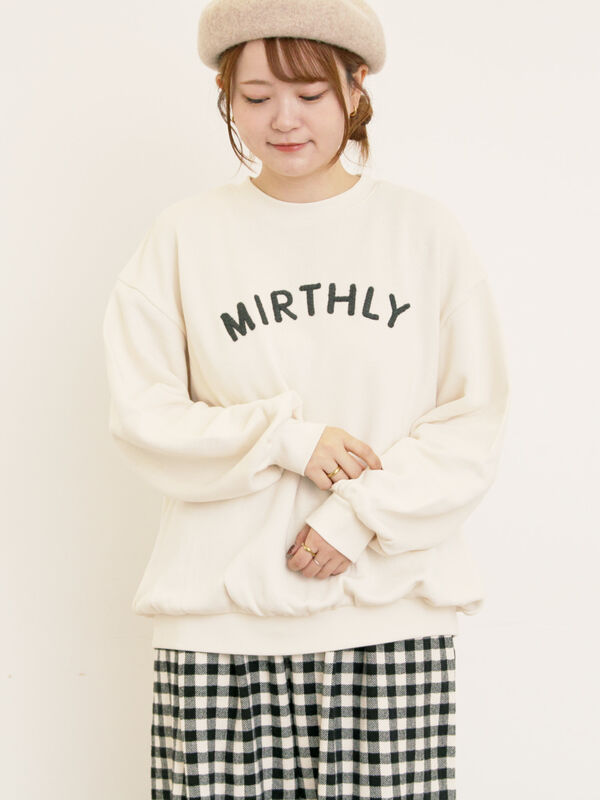 セール】 飛び裏毛ざっくり刺繍ロゴスウェット（レッド/ブラウン