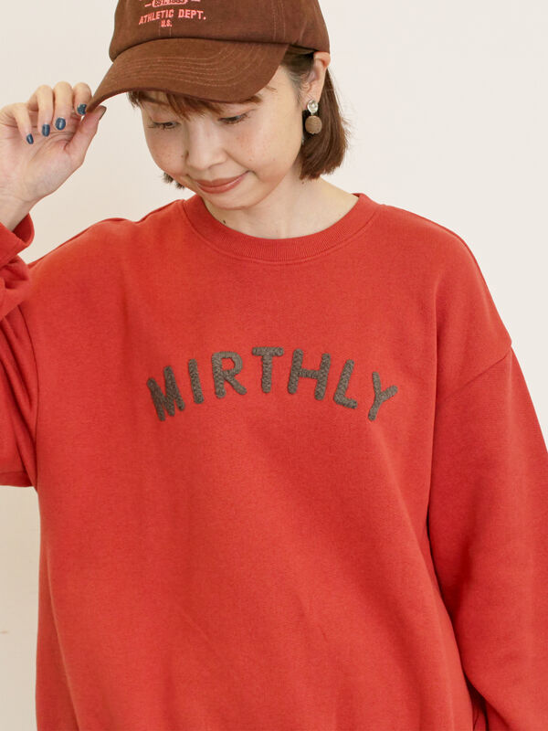 セール】 飛び裏毛ざっくり刺繍ロゴスウェット（レッド/ブラウン