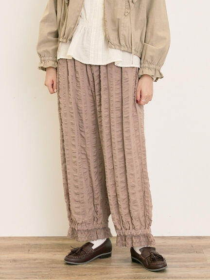 セール】 【M/Lサイズ】裾スカラップかぼちゃパンツ（ブラック/モカ