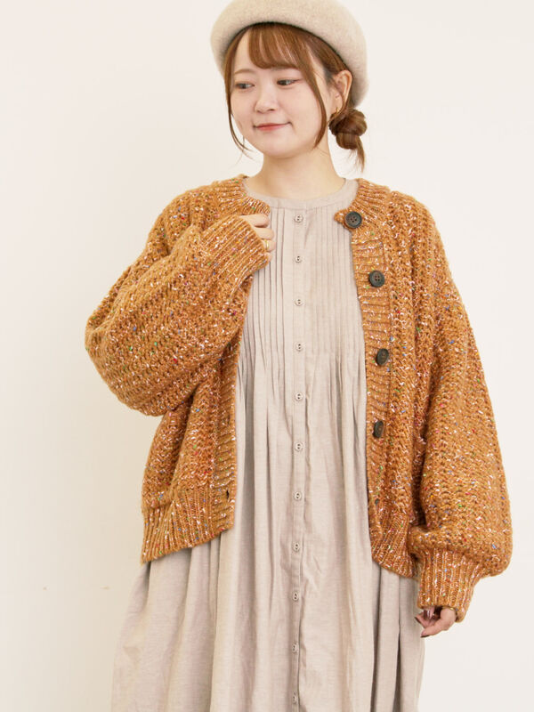 セール】 カラーネップローゲージカーディガン（チャコールグレー