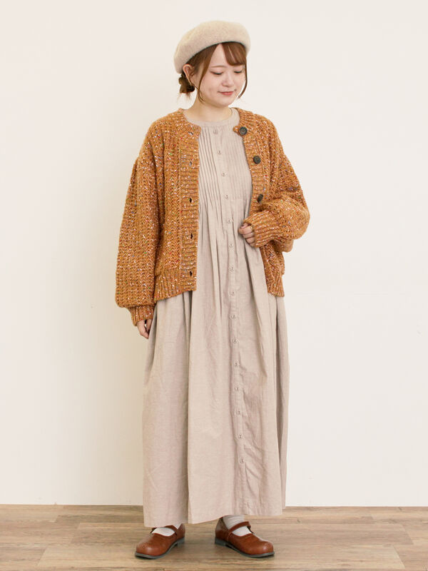 セール】 カラーネップローゲージカーディガン（チャコールグレー