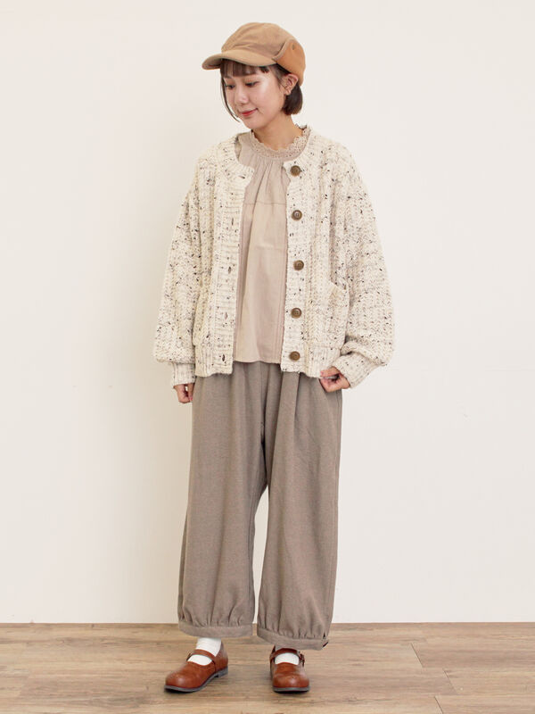 セール】 カラーネップローゲージカーディガン（チャコールグレー