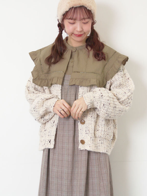 セール】 カラーネップローゲージカーディガン（チャコールグレー