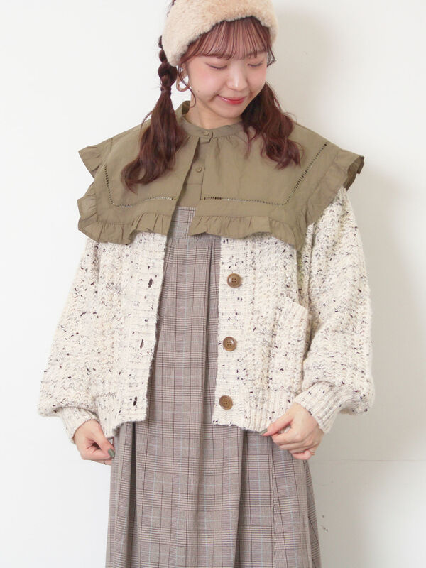 セール】 カラーネップローゲージカーディガン（チャコールグレー