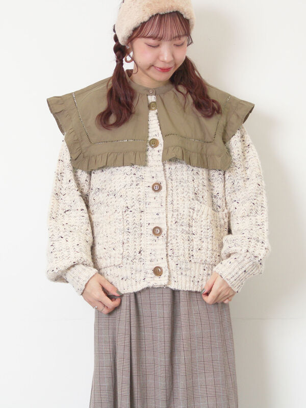 セール】 カラーネップローゲージカーディガン（チャコールグレー