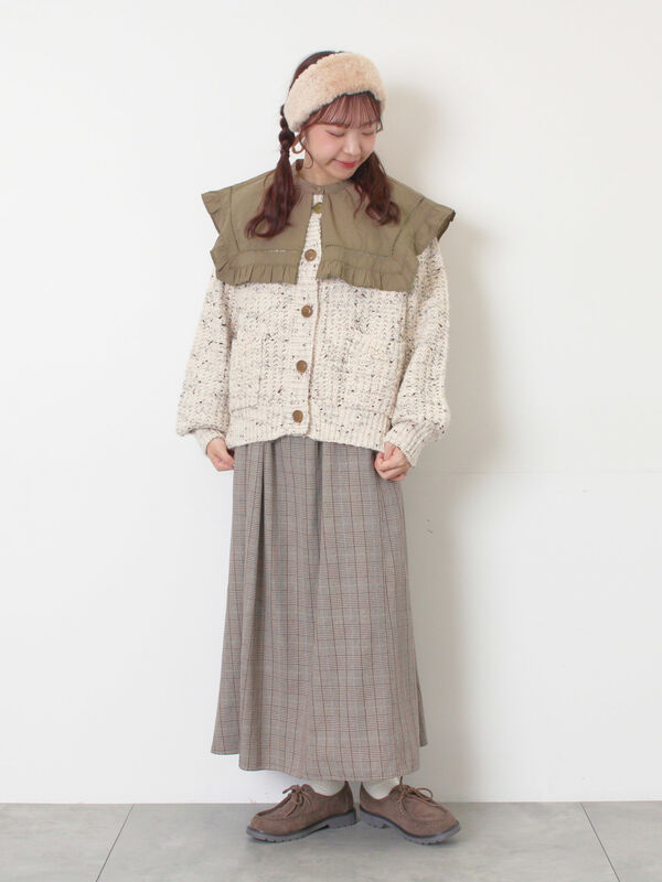 セール】 カラーネップローゲージカーディガン（チャコールグレー