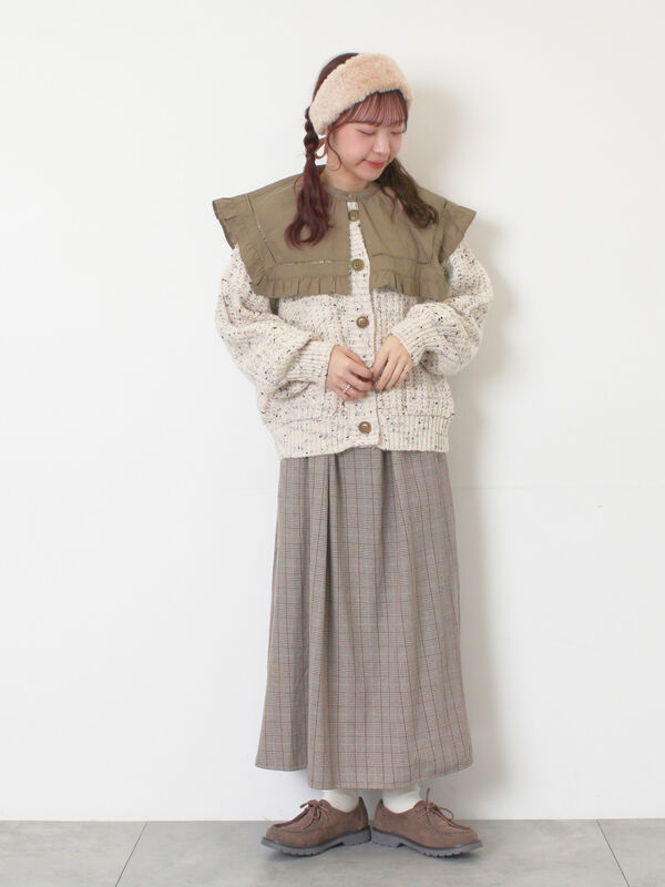 セール】 カラーネップローゲージカーディガン（チャコールグレー