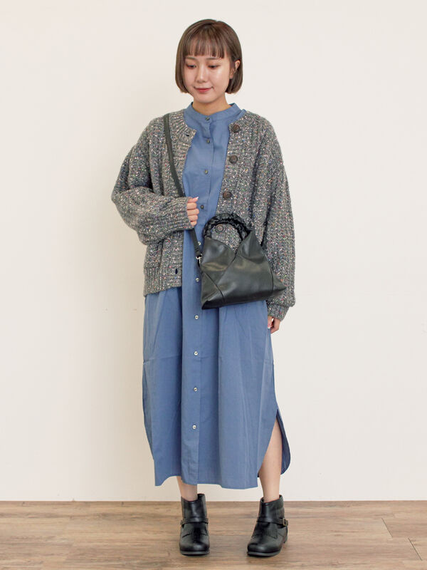 セール】 カラーネップローゲージカーディガン（チャコールグレー