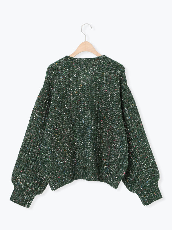 セール】 カラーネップローゲージカーディガン（チャコールグレー