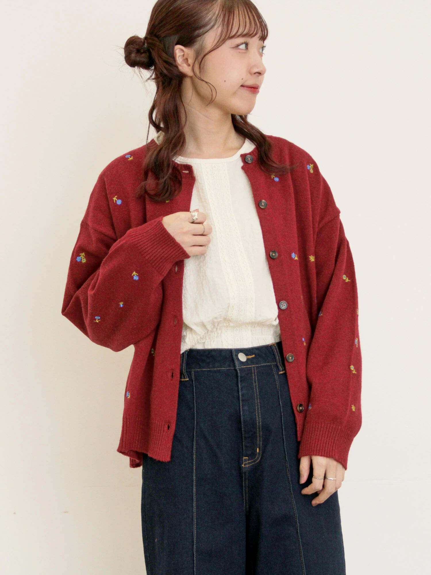 doublet ペンギン刺繍 赤 ニットカーディガン doublet ペンギン刺繍 赤 ニットカーディガン doublet ペンギン