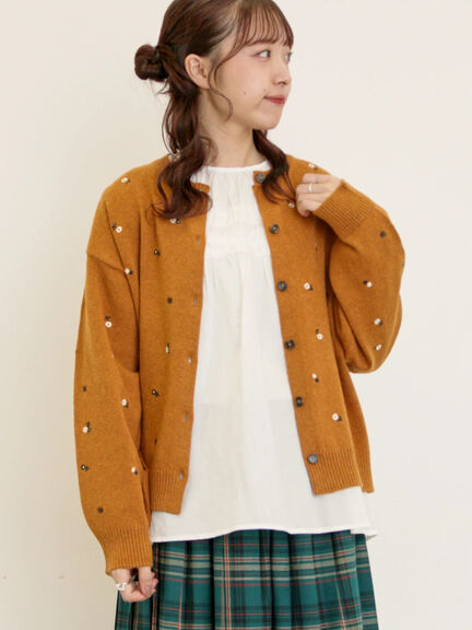 花柄総刺繍ニットカーディガン（ブラック/ボルドー/オレンジ/キナリ）｜Samansa Mos2（サマンサ モスモス）通販