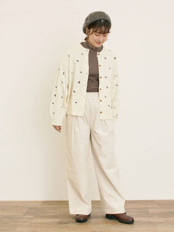 セール】 花柄総刺繍ニットカーディガン（ブラック/ボルドー/オレンジ