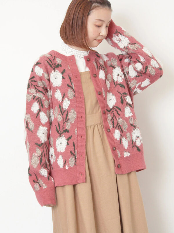 TTT_MSW ニットカーディガン花柄 ttt_msw ニットカーディガン 22ss TTT MSW 花柄ニットカーディガン