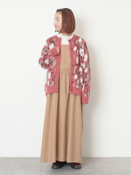 ループ花柄ジャガードニットカーディガン（グレー/ピンク/モカ/キナリ）｜Samansa Mos2（サマンサ モスモス）通販