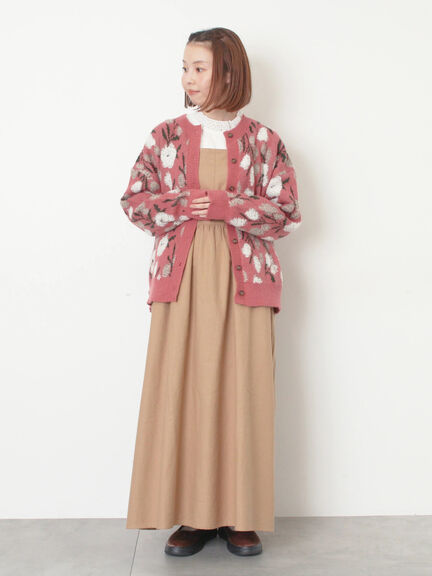 ループ花柄ジャガードニットカーディガン（グレー/ピンク/モカ/キナリ）｜Samansa Mos2（サマンサ モスモス）通販