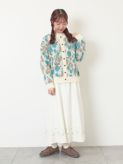 ループ花柄ジャガードニットカーディガン（グレー/ピンク/モカ/キナリ）｜Samansa Mos2（サマンサ モスモス）通販