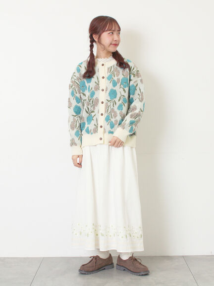 ループ花柄ジャガードニットカーディガン（グレー/ピンク/モカ/キナリ）｜Samansa Mos2（サマンサ モスモス）通販