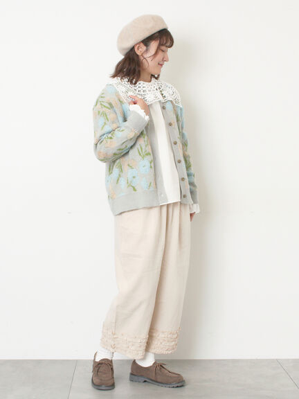 ループ花柄ジャガードニットカーディガン（グレー/ピンク/モカ/キナリ）｜Samansa Mos2（サマンサ モスモス）通販