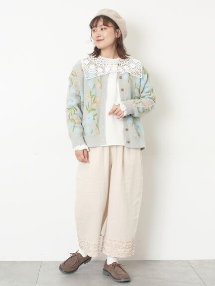 ループ花柄ジャガードニットカーディガン（グレー/ピンク/モカ/キナリ）｜Samansa Mos2（サマンサ モスモス）通販