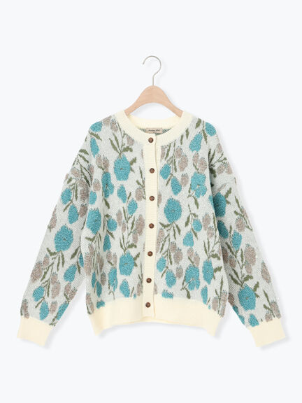 ループ花柄ジャガードニットカーディガン（グレー/ピンク/モカ/キナリ）｜Samansa Mos2（サマンサ モスモス）通販