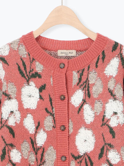 ループ花柄ジャガードニットカーディガン（グレー/ピンク/モカ/キナリ）｜Samansa Mos2（サマンサ モスモス）通販