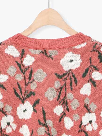 ループ花柄ジャガードニットカーディガン（グレー/ピンク/モカ/キナリ）｜Samansa Mos2（サマンサ モスモス）通販