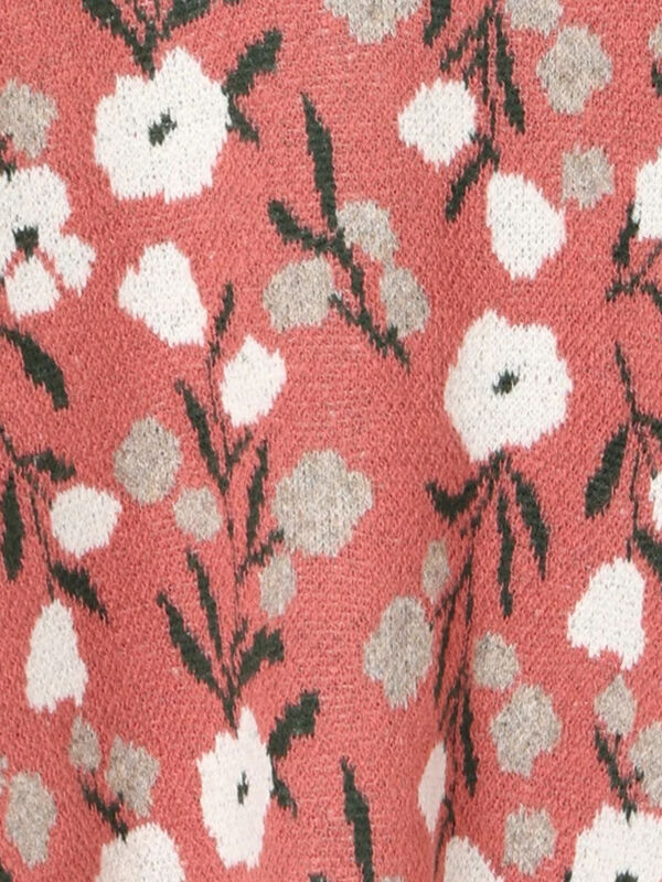 ループ花柄ジャガードニットカーディガン（グレー/ピンク/モカ/キナリ