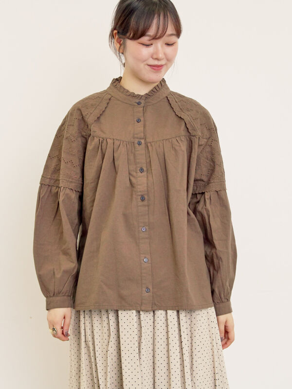 ボレロ風刺繍ブラウス（モカ）｜Samansa Mos2（サマンサ モスモス）通販