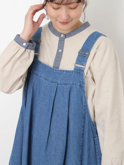 前タックジャンパースカート（チャコールグレー/ブラウン/ブルー/キナリ）｜Samansa Mos2（サマンサ モスモス）通販