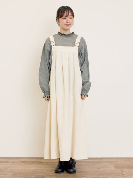 前タックジャンパースカート（チャコールグレー/ブラウン/ブルー/キナリ）｜Samansa Mos2（サマンサ モスモス）通販