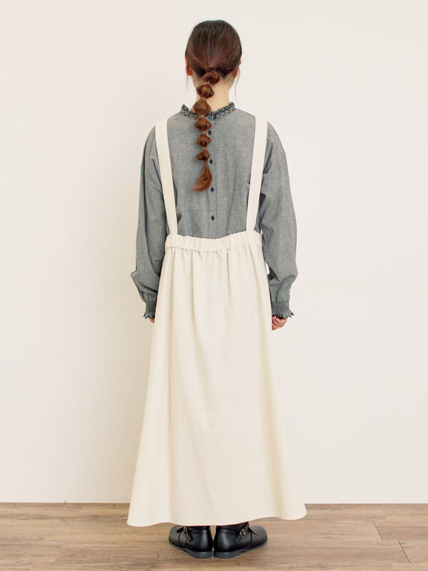 セール】 前タックジャンパースカート（チャコールグレー/ブラウン