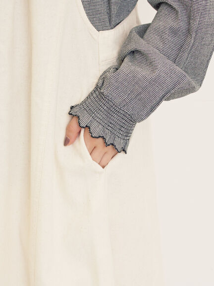 前タックジャンパースカート（チャコールグレー/ブラウン/ブルー/キナリ）｜Samansa Mos2（サマンサ モスモス）通販