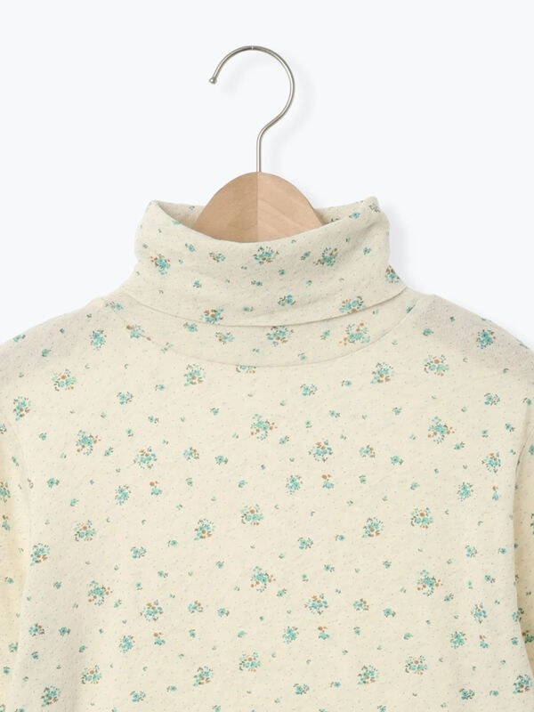 吸湿発熱】ベア天花柄タートルネックインナー（ピンク/ベージュ/ミント