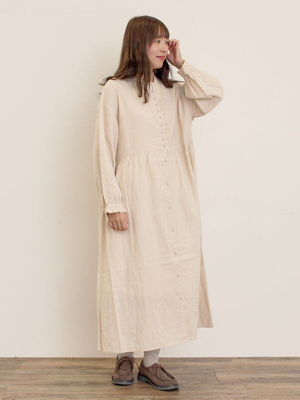【Cross×Linen】フリルワンピース《S/Mサイズ》（キナリ）｜Samansa Mos2（サマンサ モスモス）通販