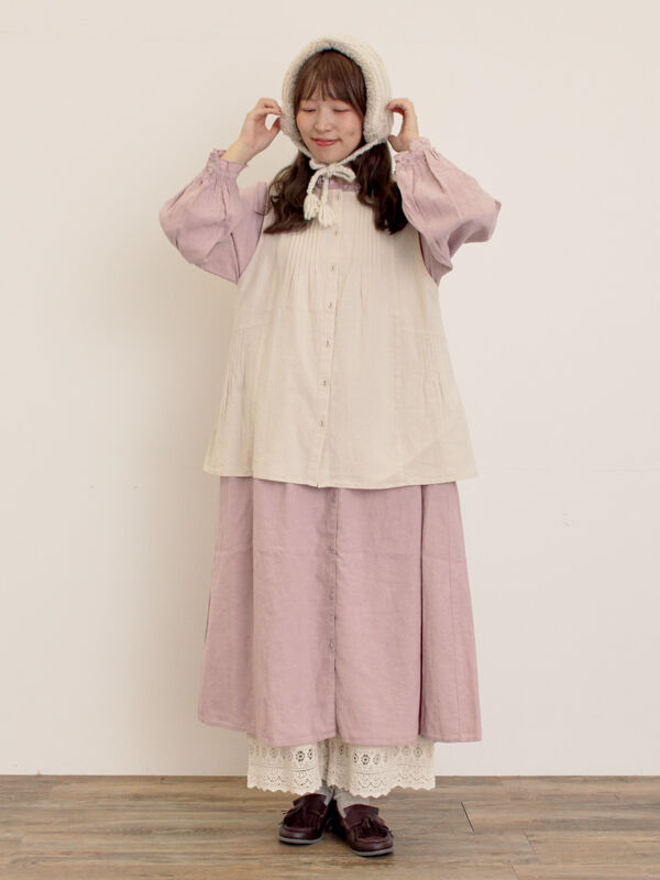 セール】 【Cross×Linen】フリルワンピース《S/Mサイズ