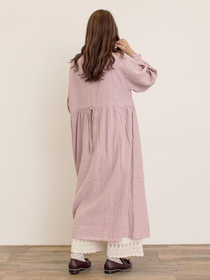 【Cross×Linen】フリルワンピース《S/Mサイズ》（チャコールグレー/ピンク/ベージュ/ブルー/キナリ）｜Samansa Mos2（サマンサ モスモス）通販