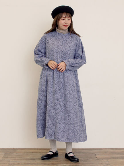 【Cross×Linen】フリルワンピース《S/Mサイズ》（チャコールグレー/ピンク/ベージュ/ブルー/キナリ）｜Samansa Mos2（サマンサ モスモス）通販