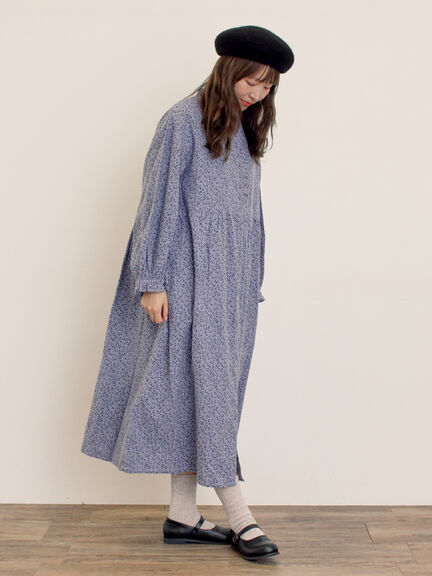 【Cross×Linen】フリルワンピース《S/Mサイズ》（チャコールグレー/ピンク/ベージュ/ブルー/キナリ）｜Samansa Mos2（サマンサ モスモス）通販