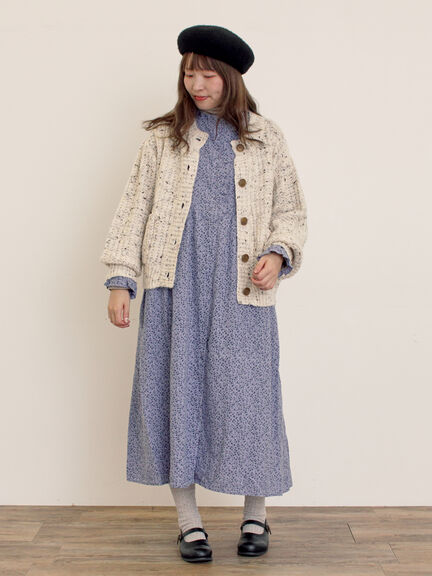 【Cross×Linen】フリルワンピース《S/Mサイズ》（チャコールグレー/ピンク/ベージュ/ブルー/キナリ）｜Samansa Mos2（サマンサ モスモス）通販