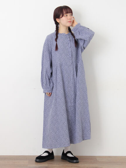 【Cross×Linen】フリルワンピース《S/Mサイズ》（チャコールグレー/ピンク/ベージュ/ブルー/キナリ）｜Samansa Mos2（サマンサ モスモス）通販