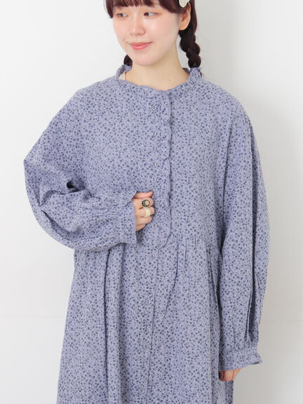 【Cross×Linen】フリルワンピース《S/Mサイズ》（チャコールグレー/ピンク/ベージュ/ブルー/キナリ）｜Samansa Mos2（サマンサ モスモス）通販