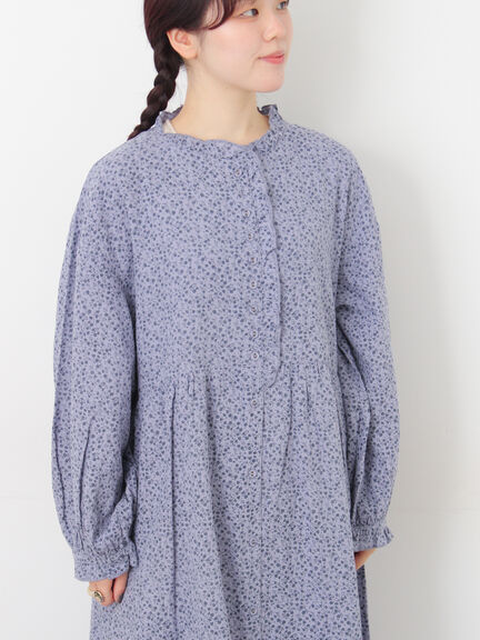 【Cross×Linen】フリルワンピース《S/Mサイズ》（チャコールグレー/ピンク/ベージュ/ブルー/キナリ）｜Samansa Mos2（サマンサ モスモス）通販