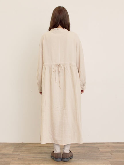 【Cross×Linen】フリルワンピース《S/Mサイズ》（チャコールグレー/ピンク/ベージュ/ブルー/キナリ）｜Samansa Mos2（サマンサ モスモス）通販